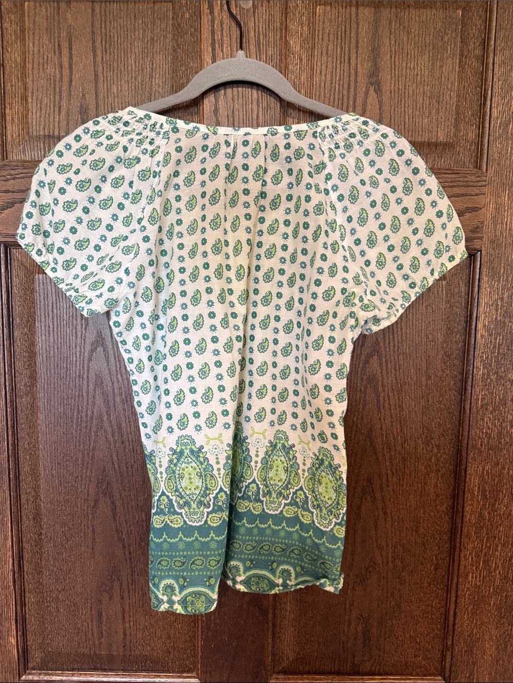Prana Women’s Green Paisley Bandanna Printed Peasant Top Small - Picture 10 of 10